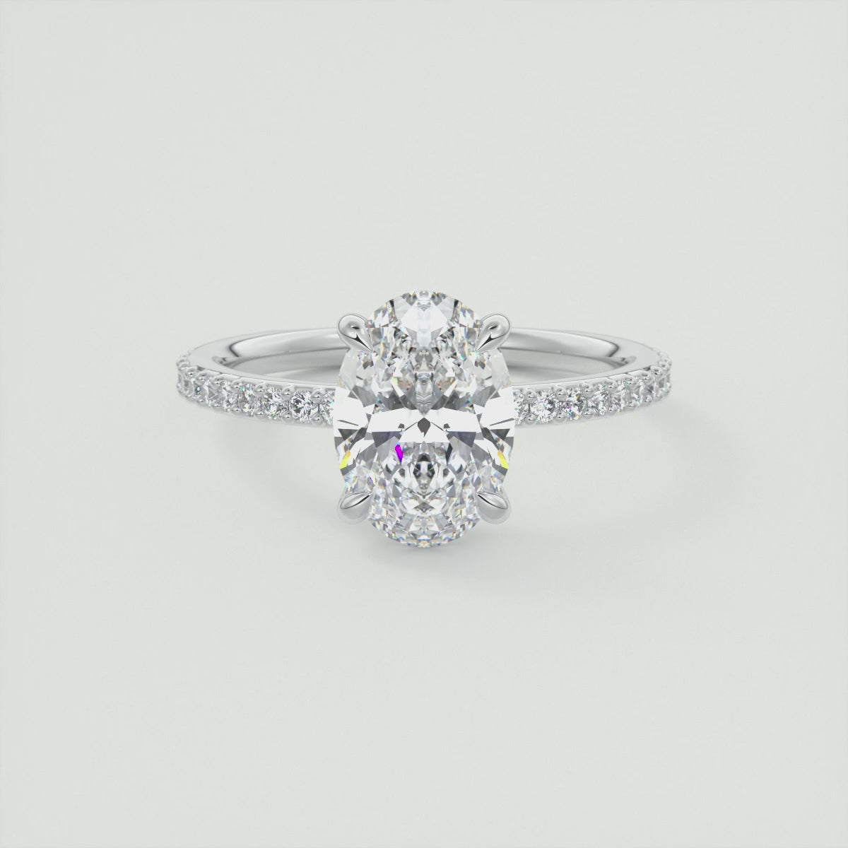 Liora Oval Pavé Engagement Ring – Lab Diamond or Moissanite
