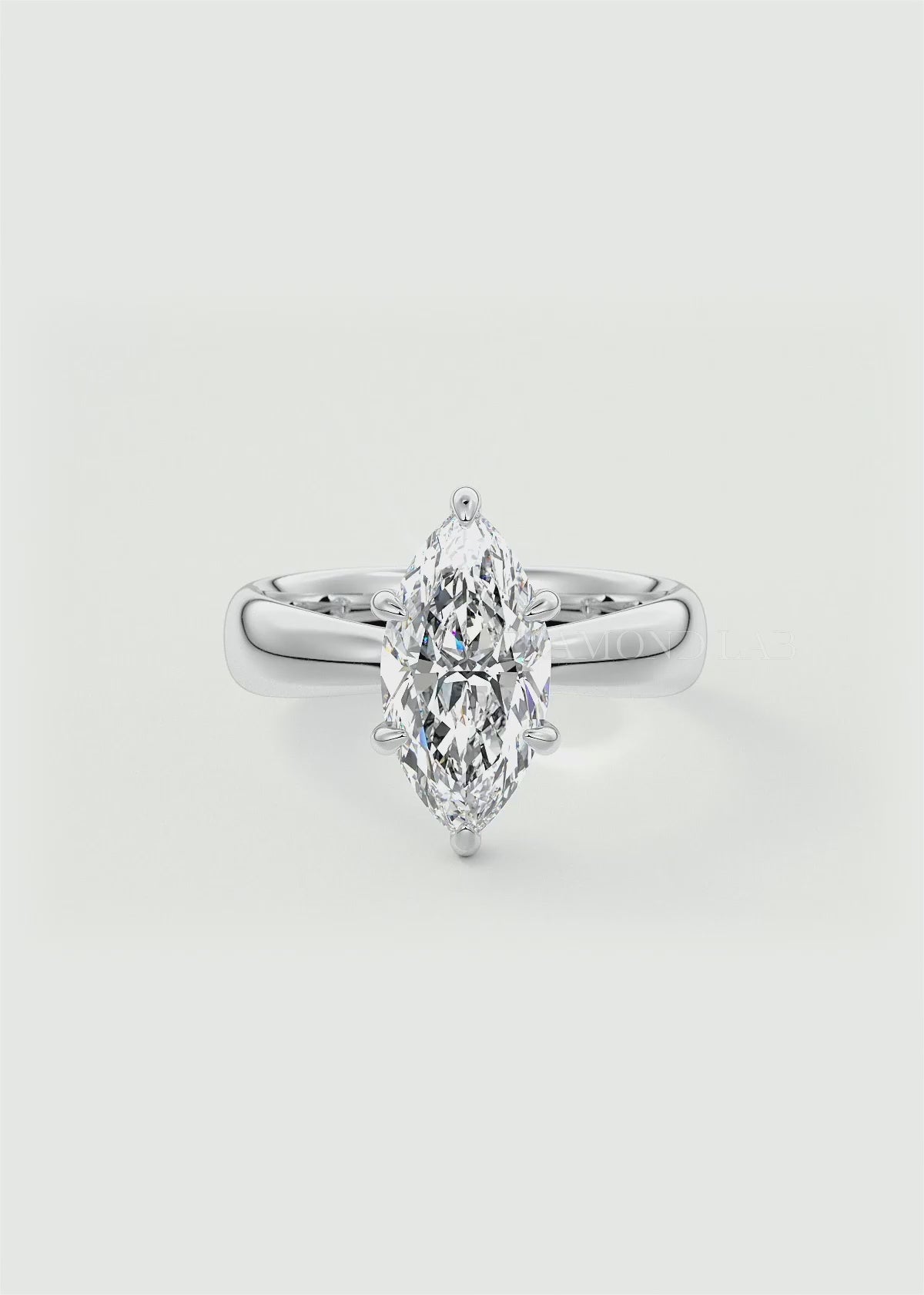 Elysian Tapered Marquise Solitaire Ring – Lab Diamond or Moissanite
