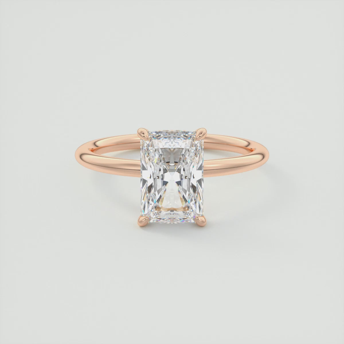 Aurora Radiant Hidden Halo Ring – Lab Diamond or Moissanite