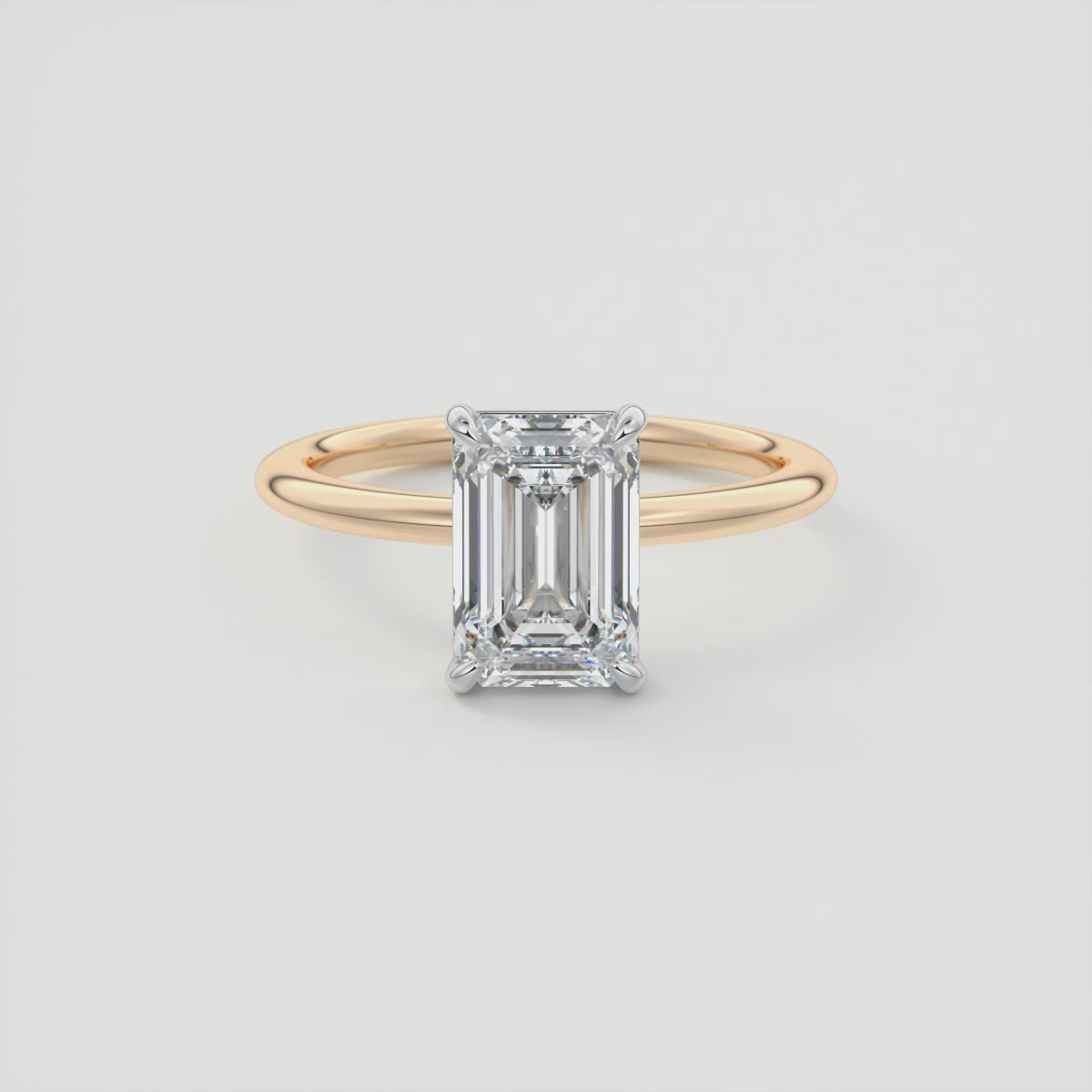 Luna Two-Tone Solitaire Ring – Lab Diamond or Moissanite