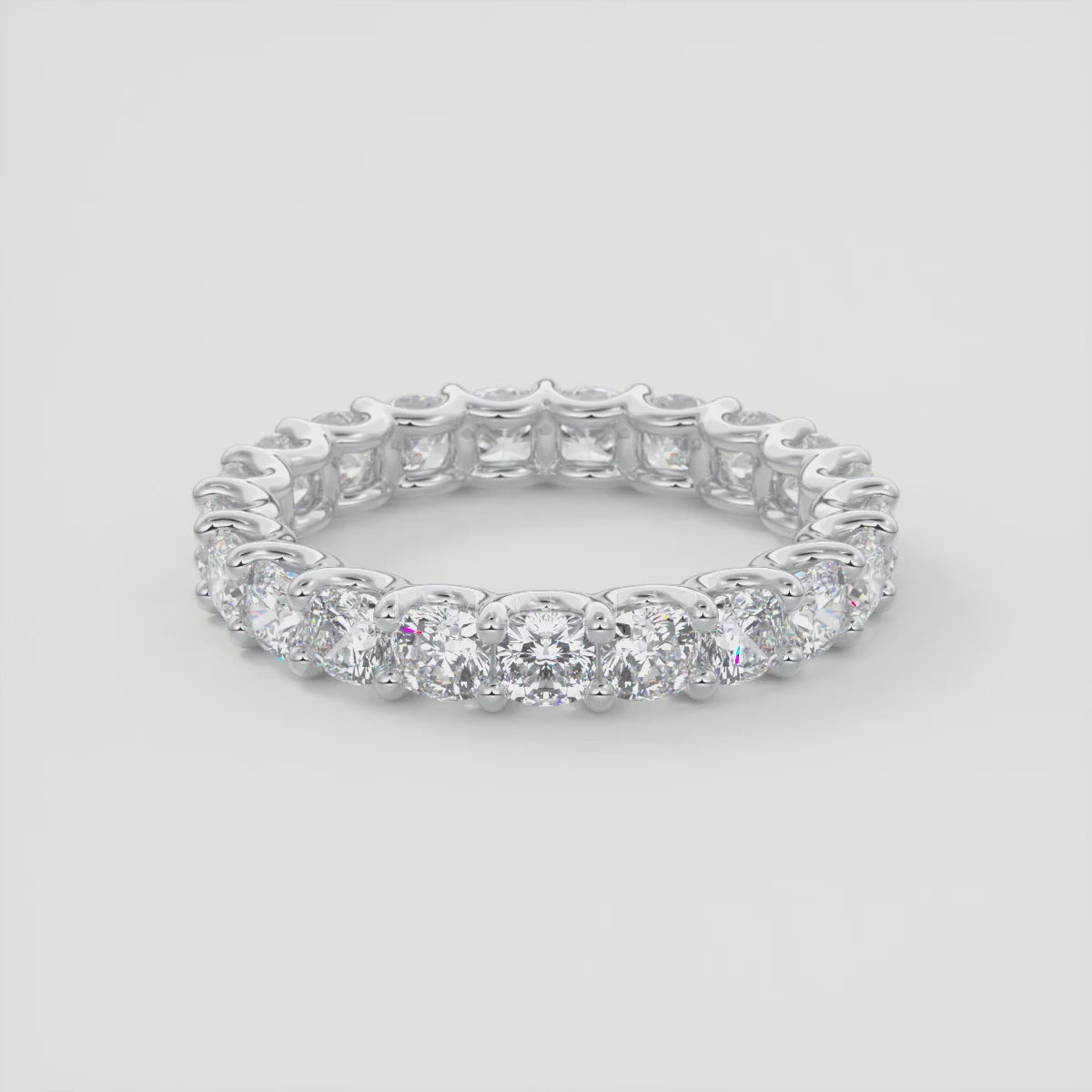Aurelia Cushion Eternity Band 3mm – Lab-Grown or Natural Diamonds
