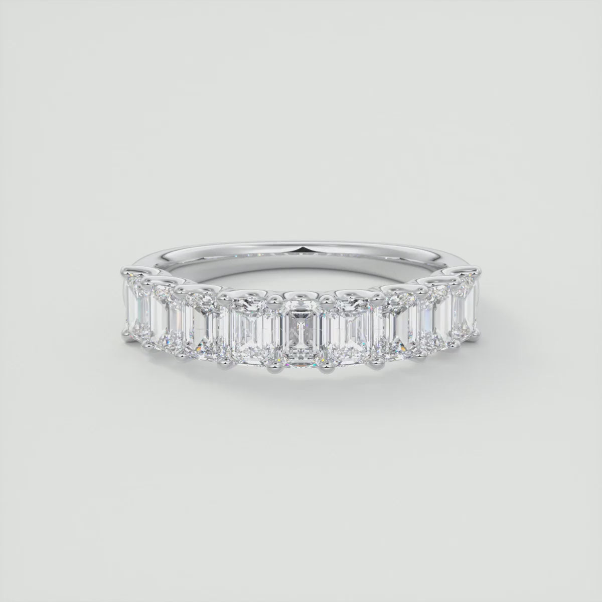 Aurelia Emerald Half Eternity Band 4mm – Lab-Grown or Natural Diamonds