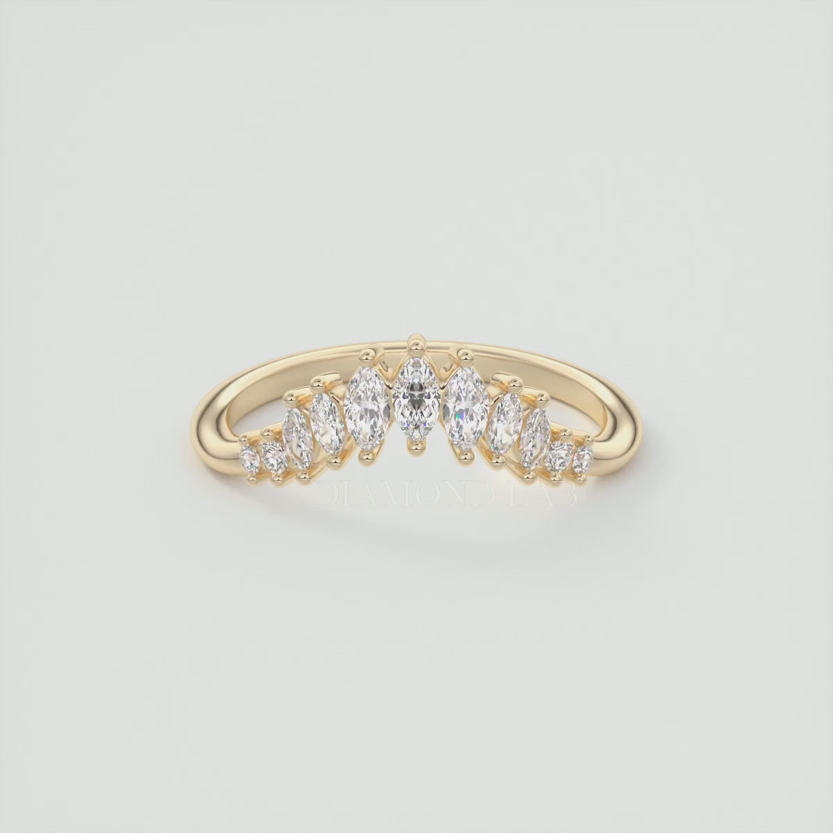 Valencia Marquise Chevron Wedding Band - Lab Grown or Natural Diamond