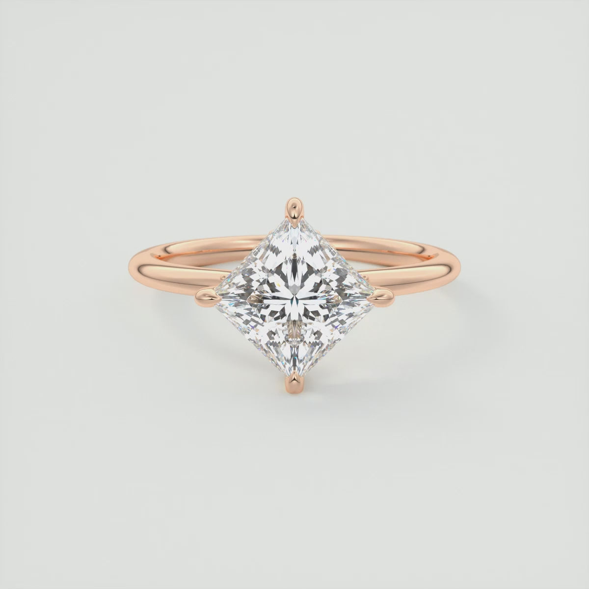 Aurora Princess Hidden Halo Ring – Lab Diamond or Moissanite