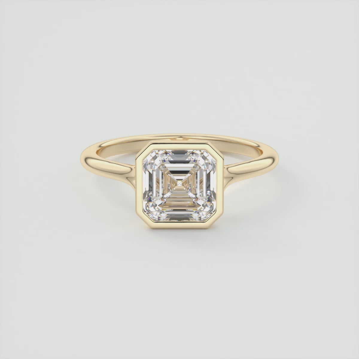 Aeris Asscher Bezel Engagement Ring – Lab Diamond or Moissanite