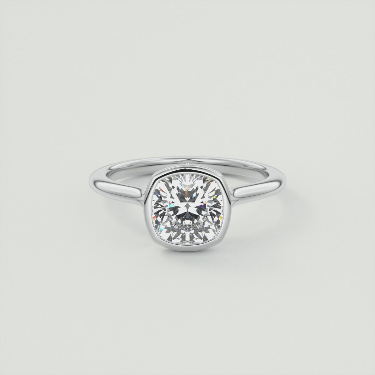 Aeris Cushion Bezel Engagement Ring – Lab Diamond or Moissanite