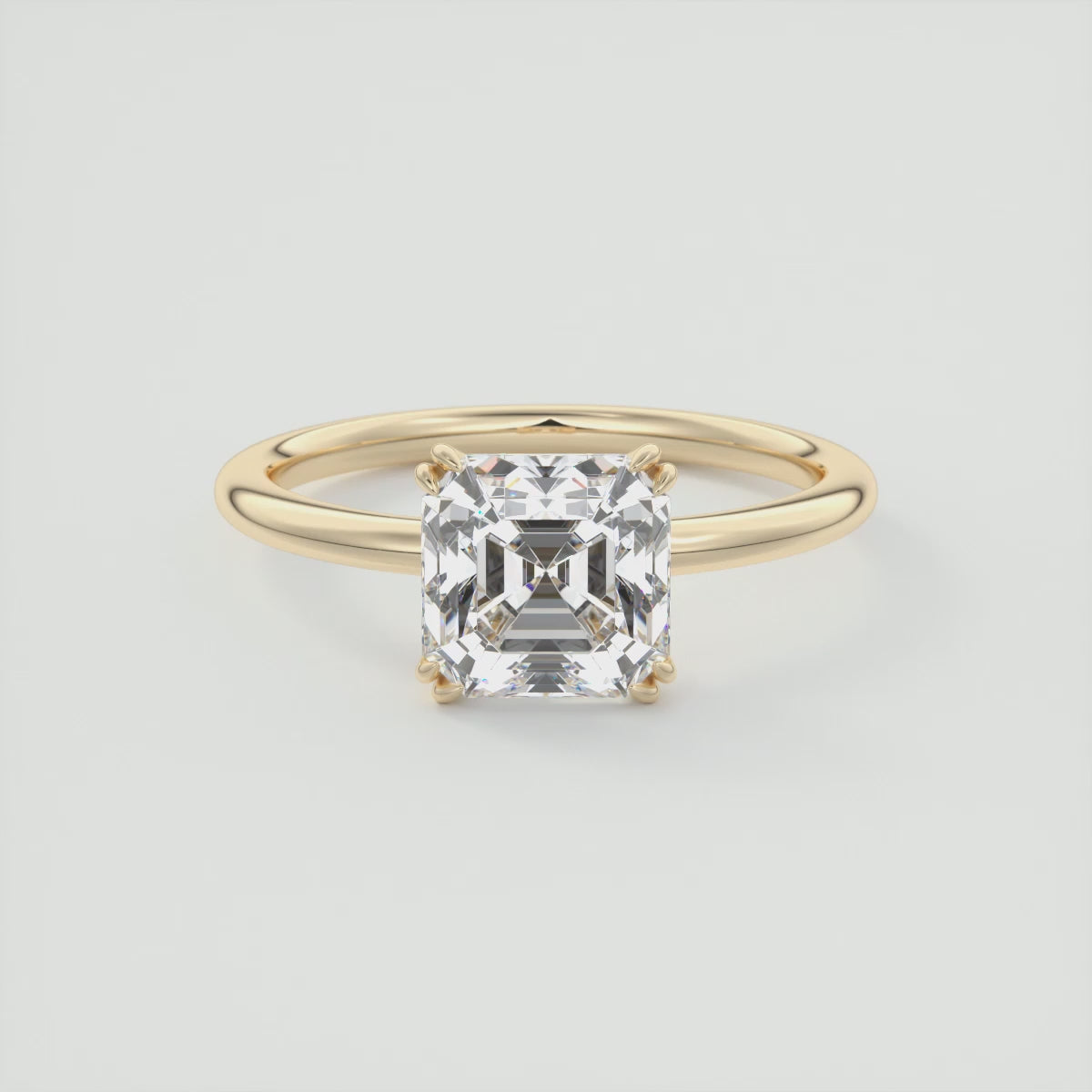 Aura Glide Asscher Double Prong Solitaire Ring – Lab Diamond or Moissanite
