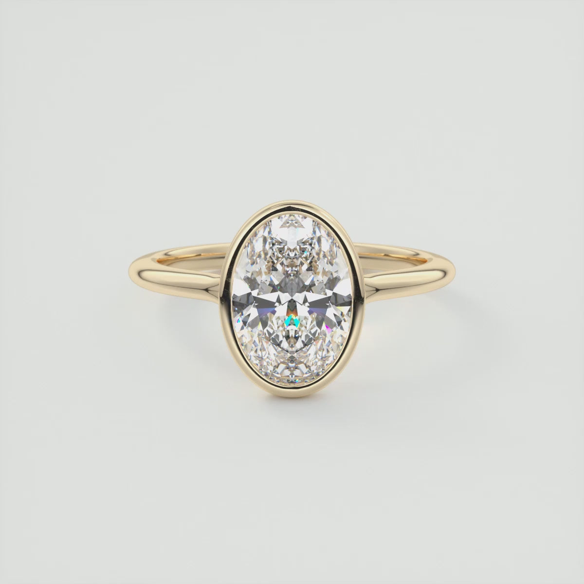 Aeris Oval Bezel Engagement Ring – Lab Diamond or Moissanite