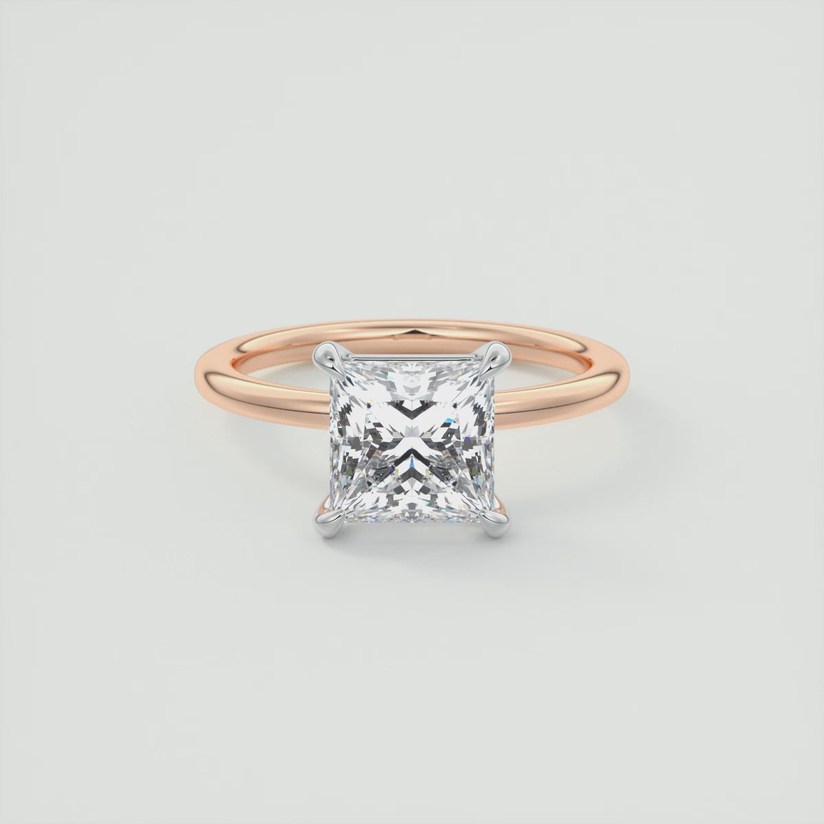 Luna Two-Tone Solitaire Ring – Lab Diamond or Moissanite