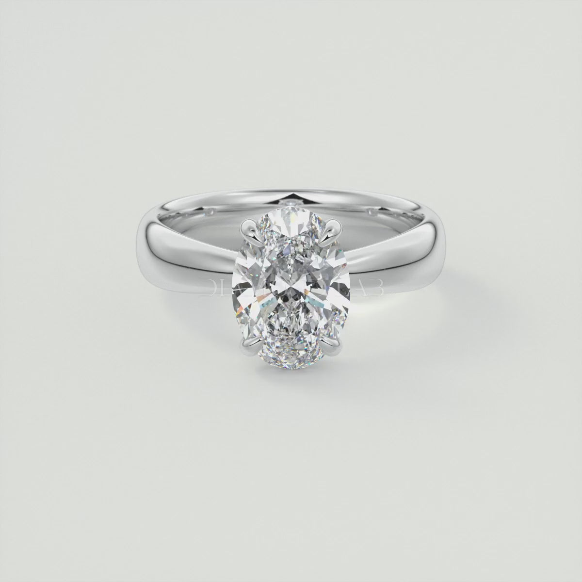 Elysian Tapered Oval Solitaire Ring – Lab Diamond or Moissanite