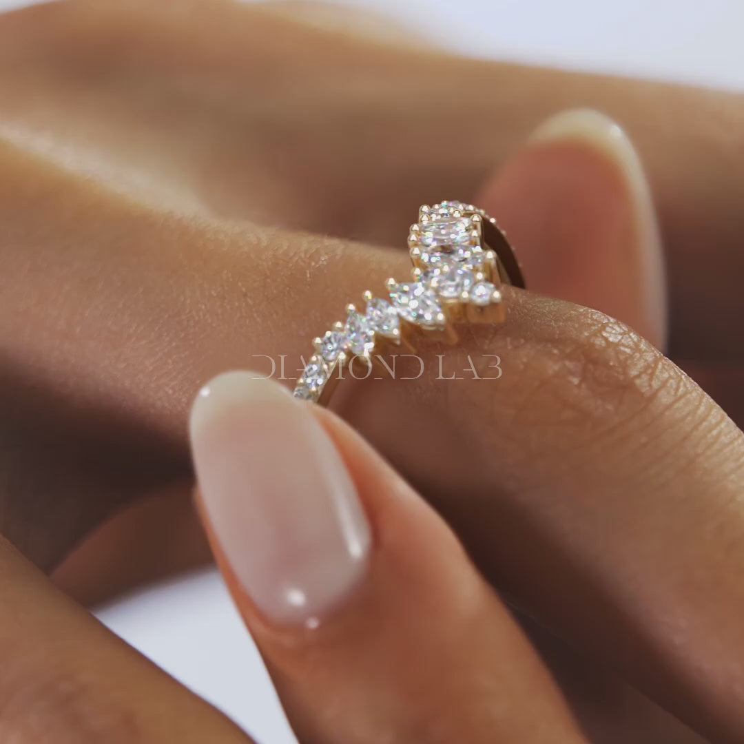 Valencia Round Chevron Wedding Band – Lab Grown or Natural Diamond