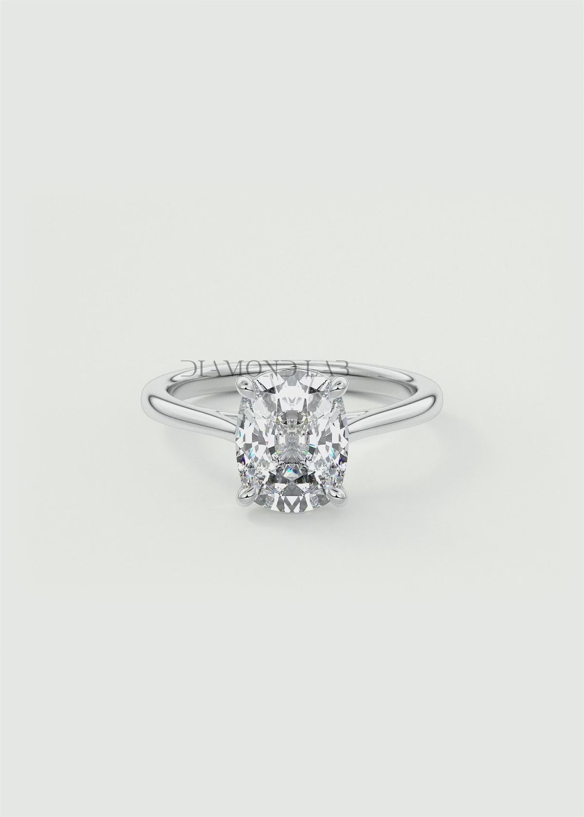 Lumia Elongated Cushion Cathedral Engagement Ring – Lab Diamond or Moissanite