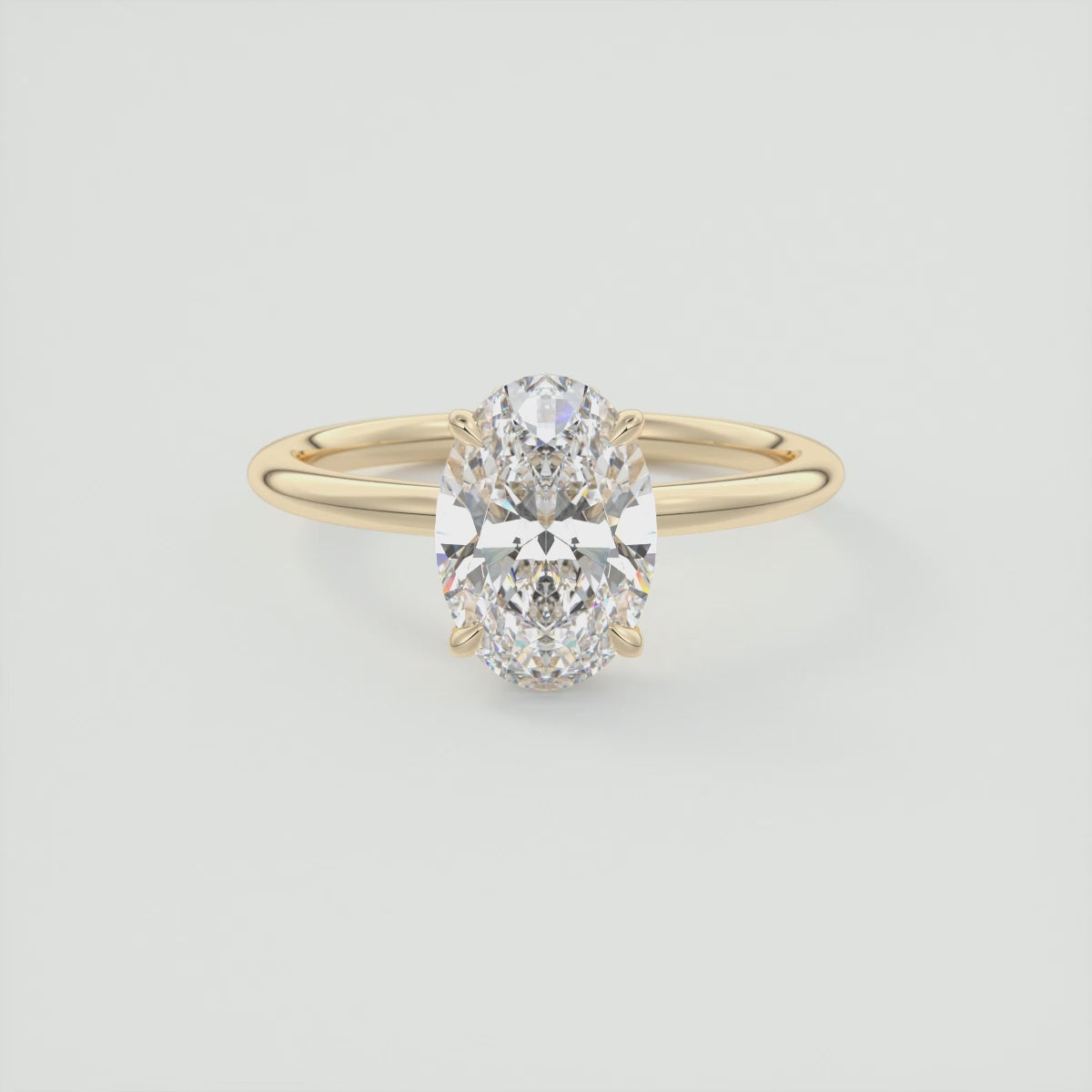 Aurora Oval Hidden Halo Ring – Lab Diamond or Moissanite
