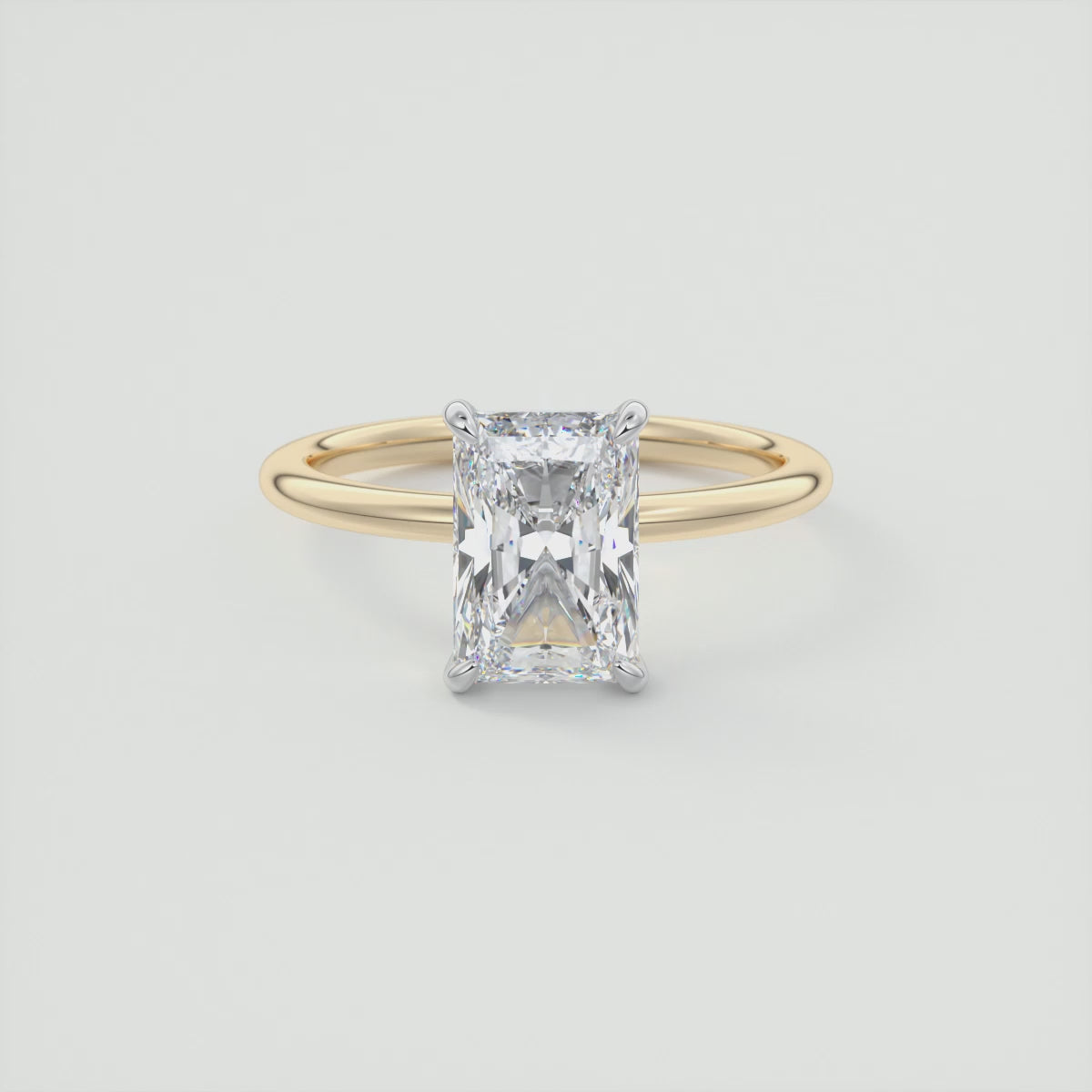 Luna Two-Tone Solitaire Ring – Lab Diamond or Moissanite