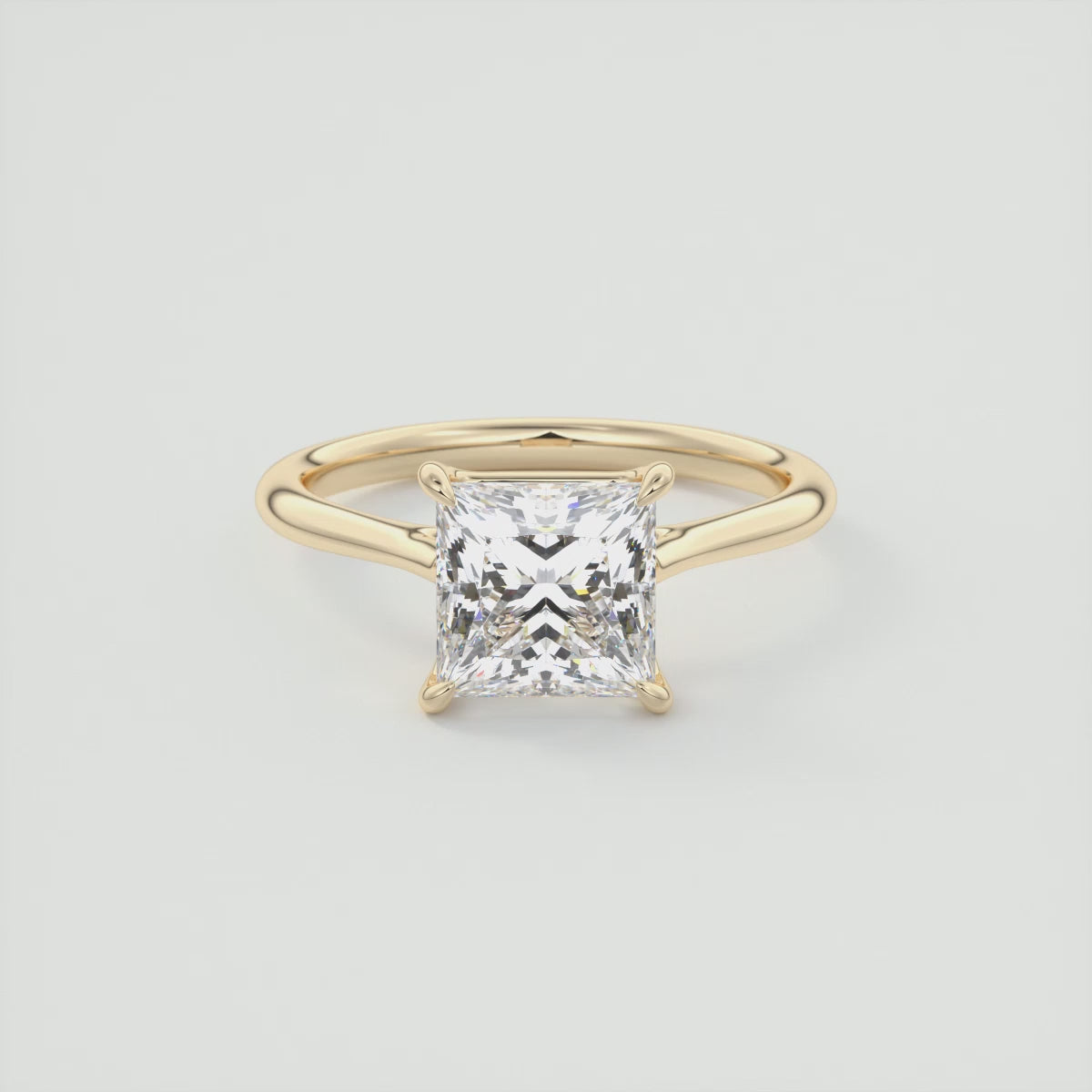 Lumia Princess Cathedral Solitaire Ring – Lab Diamond or Moissanite