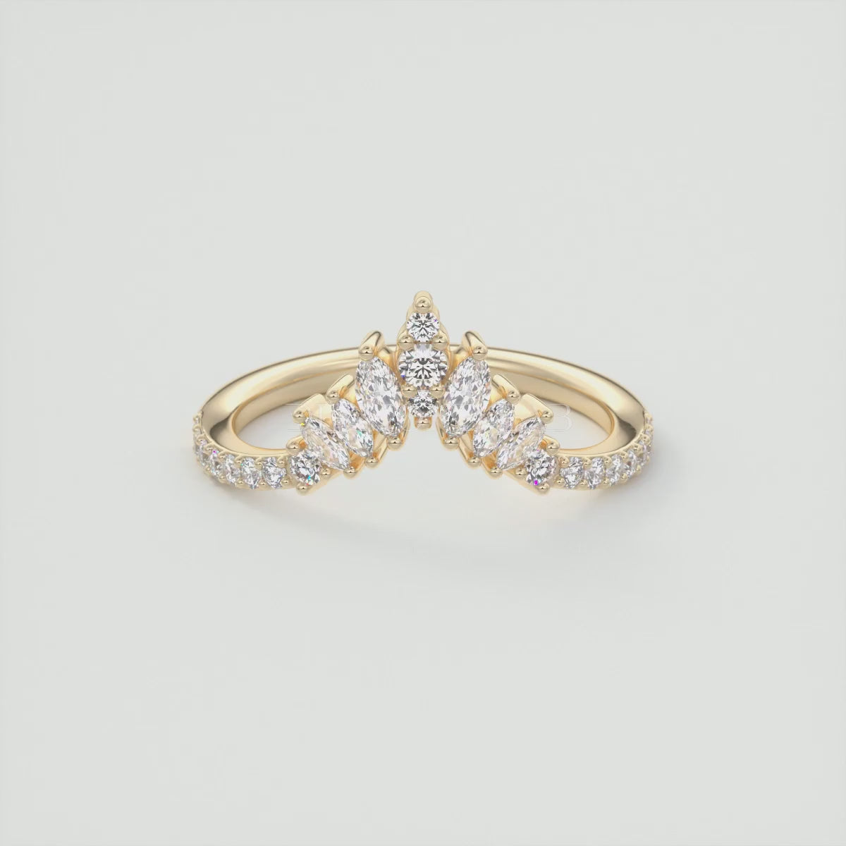 Valencia Round Chevron Wedding Band – Lab Grown or Natural Diamond