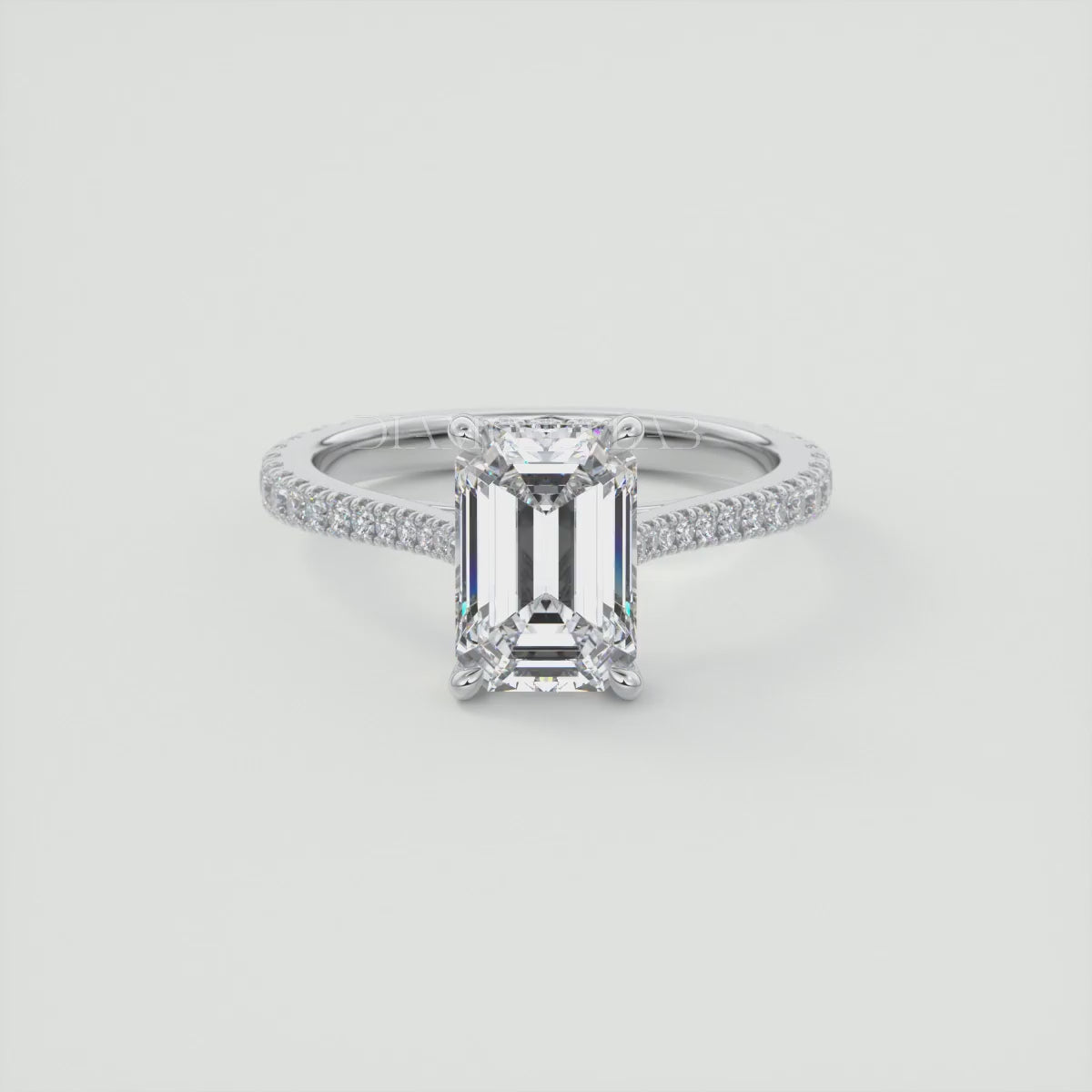 Juliette Emerald Hidden Halo Pavé Cathedral Engagement Ring