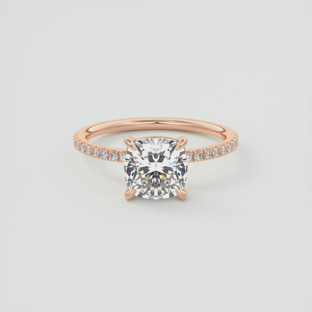 Isolde Cushion Pavé Solitaire Ring