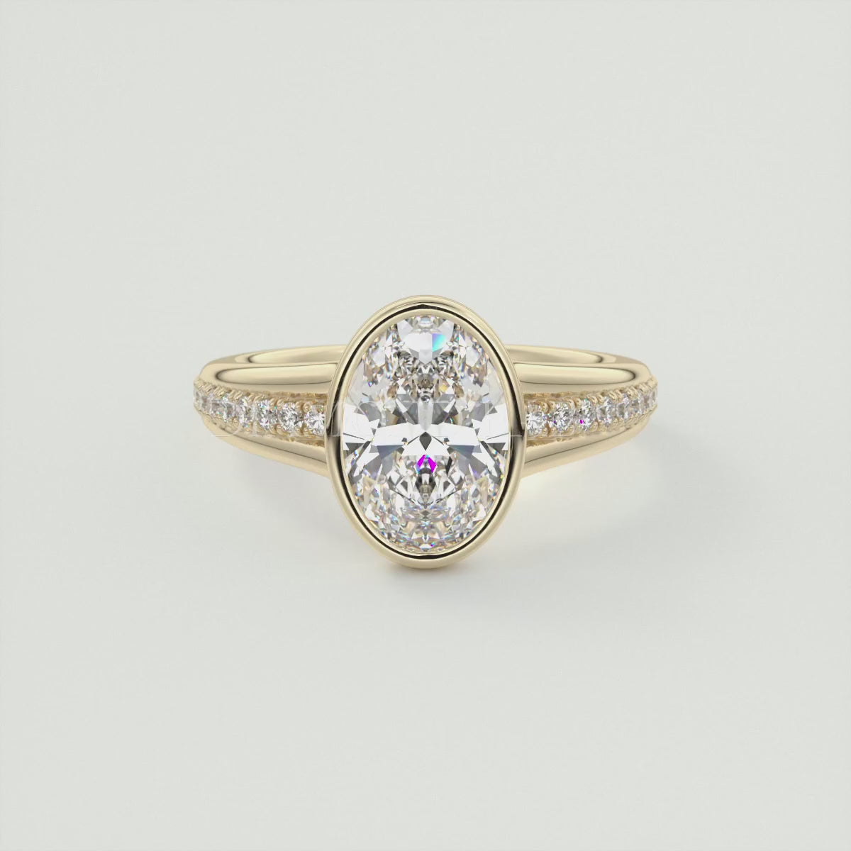 Neriah Oval Bezel Set Split Shank Engagement Ring