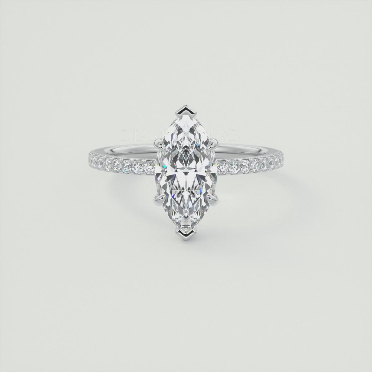 Amelie Marquise Hidden Halo Pavé Engagement Ring