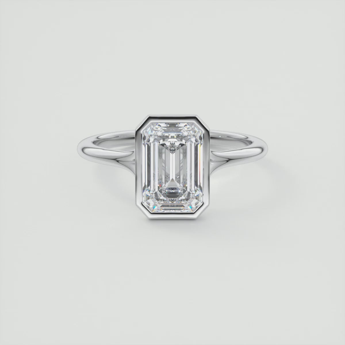 Aeris Emerald Bezel Engagement Ring – Lab Diamond or Moissanite