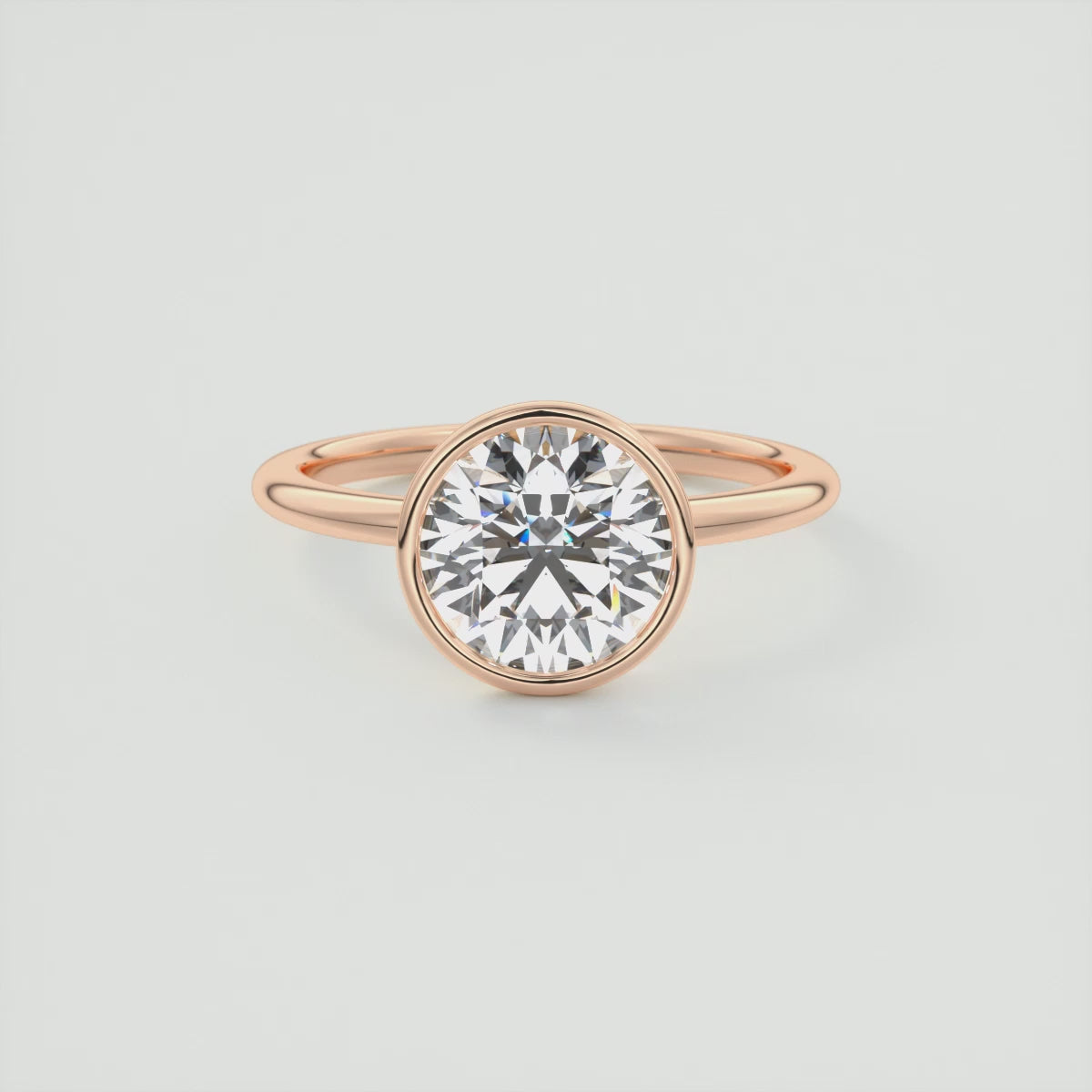 Véda Round Bezel Ring – Lab Diamond or Moissanite
