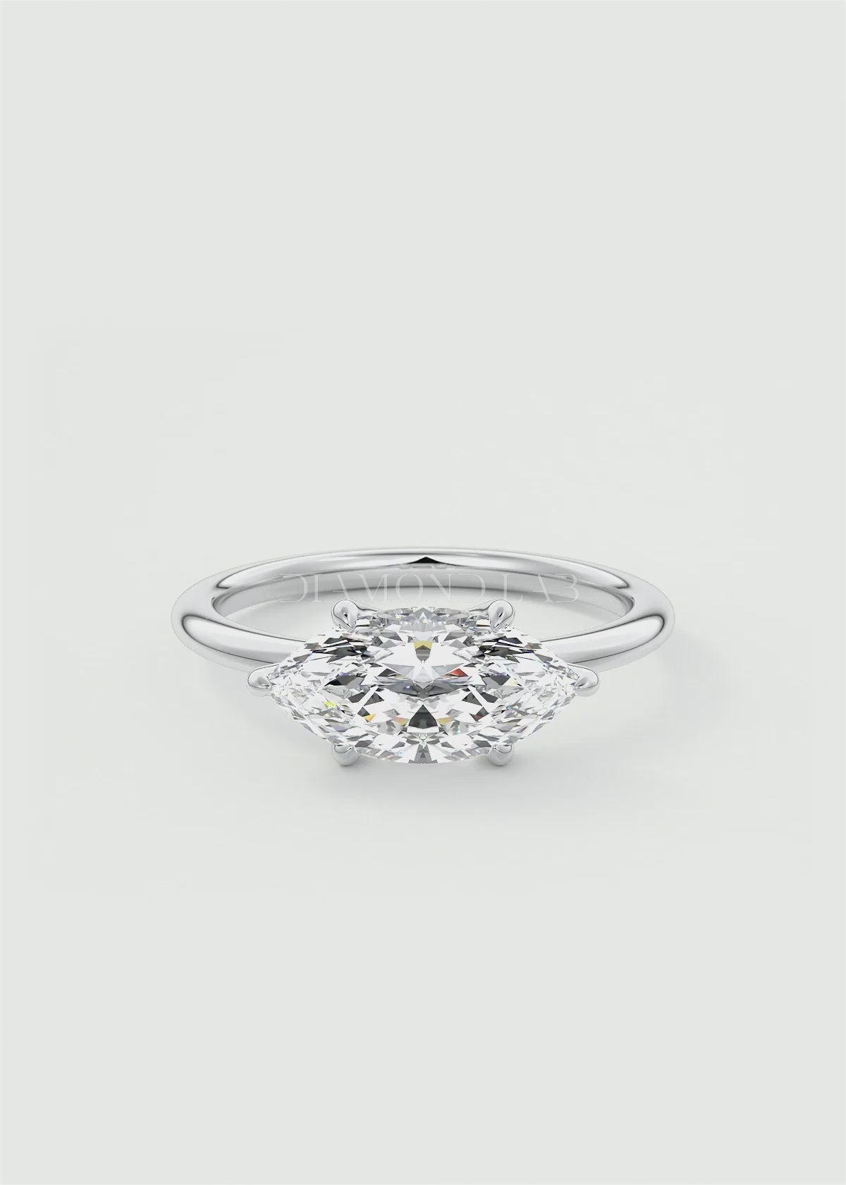 Aura East-West Marquise Glide Solitaire Ring – Lab Diamond or Moissanite