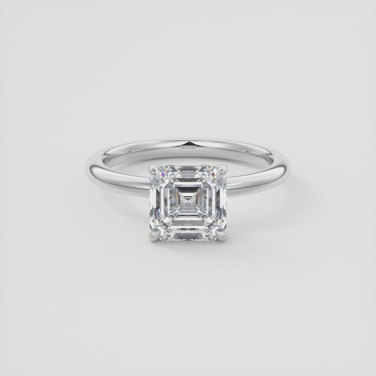 Celestia Asscher Solitaire Ring – Lab Diamond or Moissanite