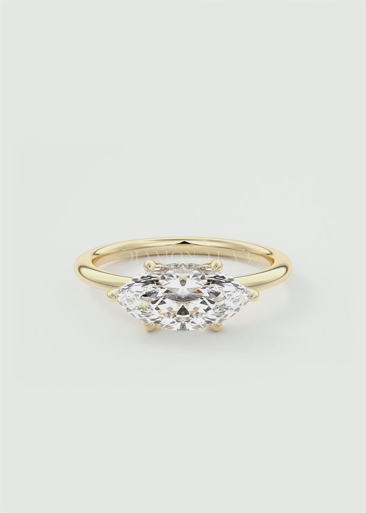 Aura East-West Marquise Glide Solitaire Ring – Lab Diamond or Moissanite