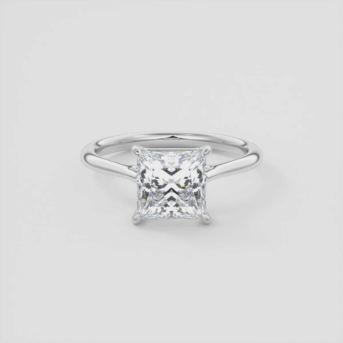 Lumia Princess Cathedral Solitaire Ring – Lab Diamond or Moissanite