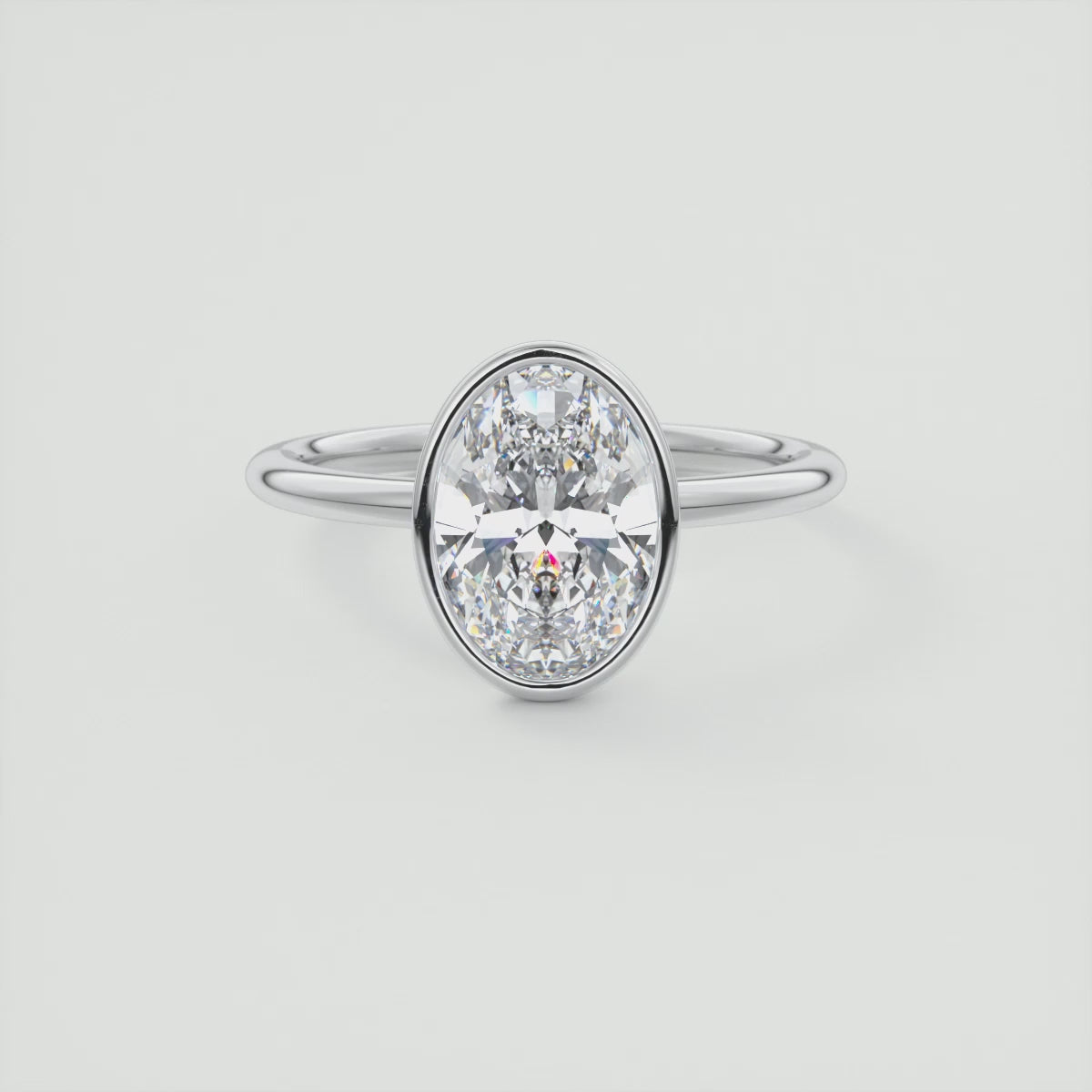 Véda Oval Bezel Ring – Lab Diamond or Moissanite