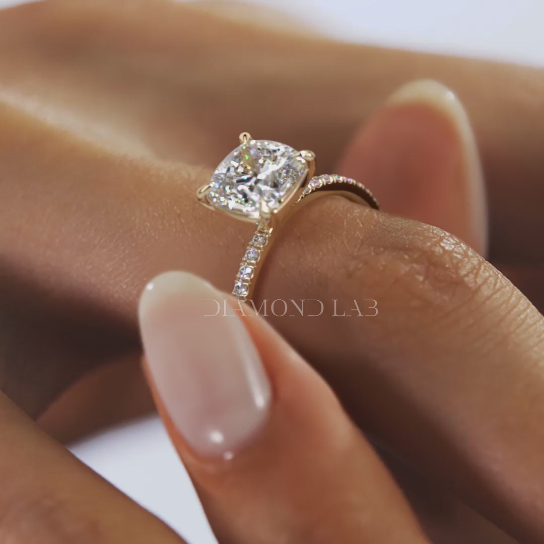 Isolde Cushion Pavé Solitaire Ring