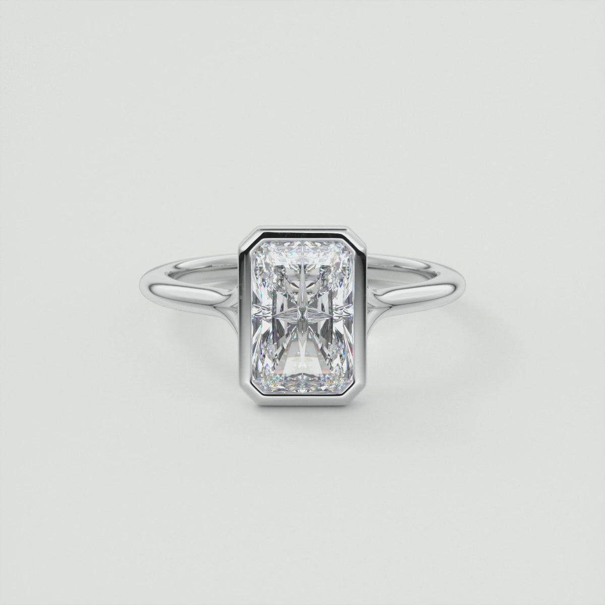 Aeris Radiant Bezel Engagement Ring – Lab Diamond or Moissanite