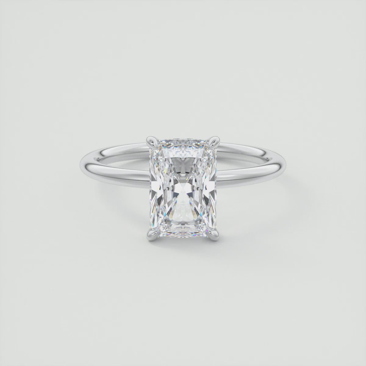 Aurora Radiant Hidden Halo Ring – Lab Diamond or Moissanite