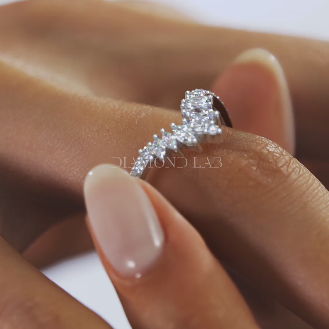 Valencia Round Chevron Wedding Band – Lab Grown or Natural Diamond