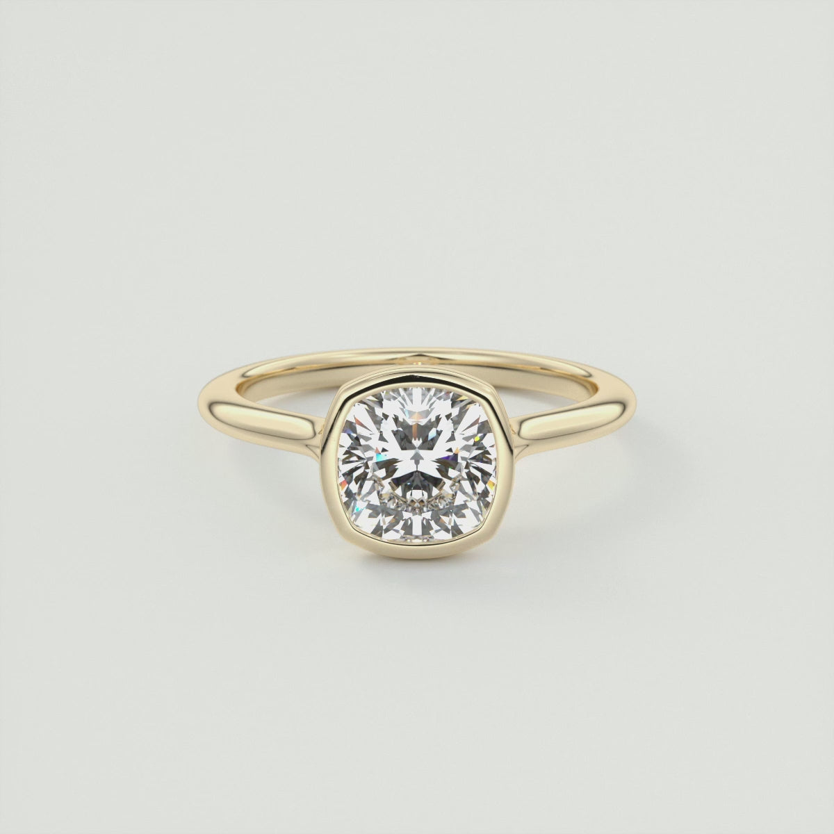 Aeris Cushion Bezel Engagement Ring – Lab Diamond or Moissanite