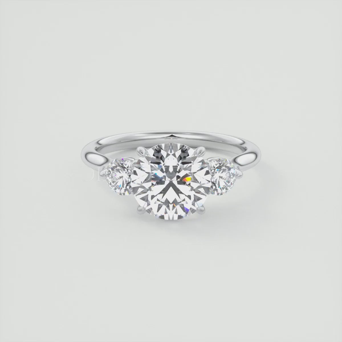 Aveline Round Cathedral Three-Stone Engagement Ring