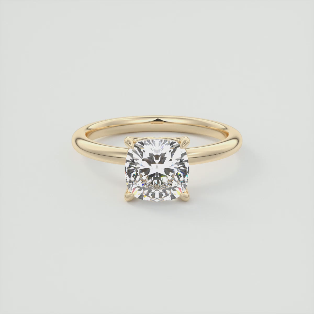 Celestia Cushion Solitaire Ring – Lab Diamond or Moissanite