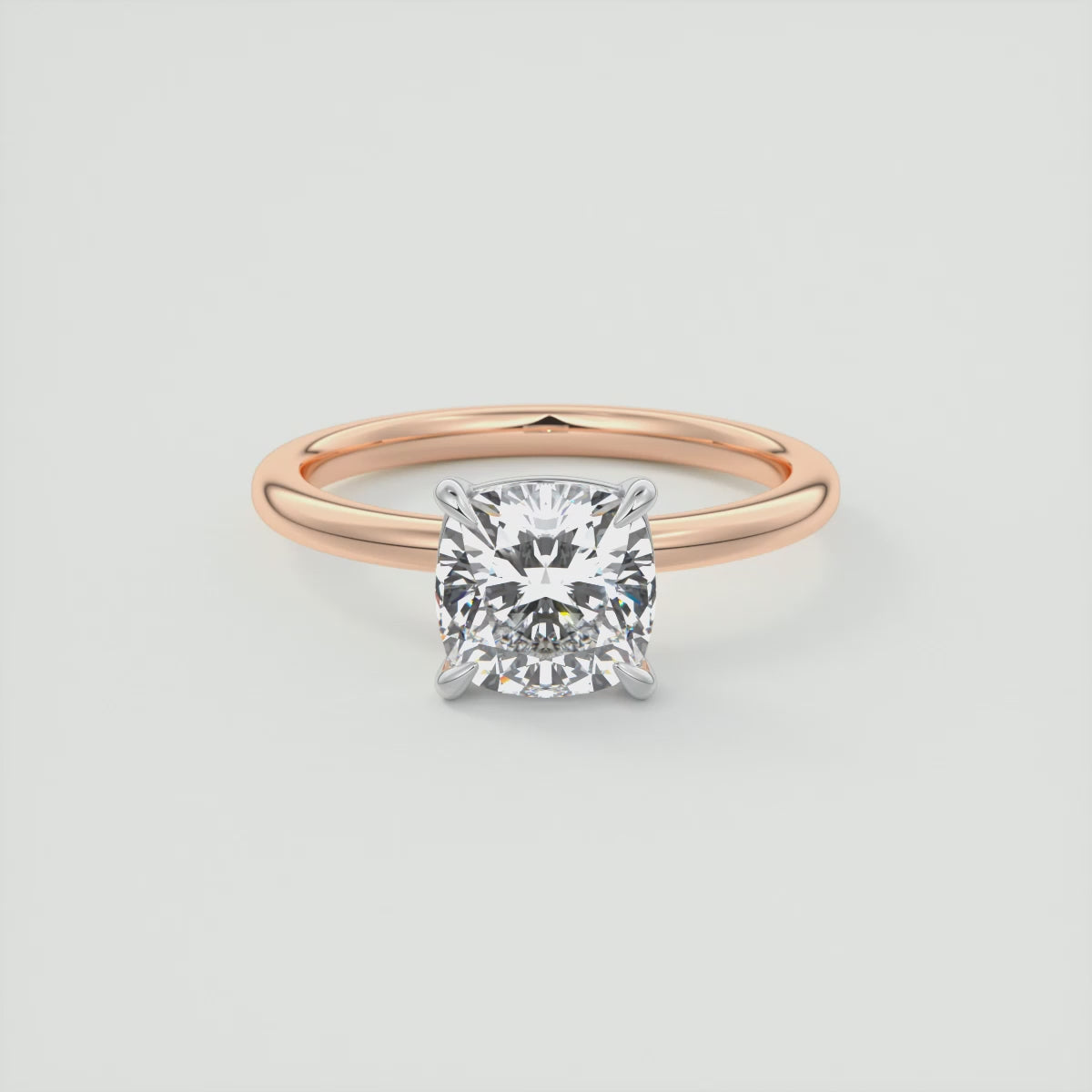Luna Two-Tone Solitaire Ring – Lab Diamond or Moissanite