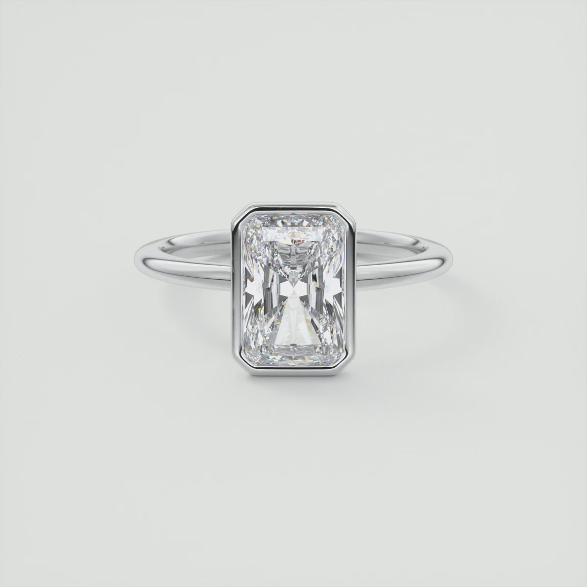 Véda Radiant Bezel Engagement Ring – Lab Diamond or Moissanite