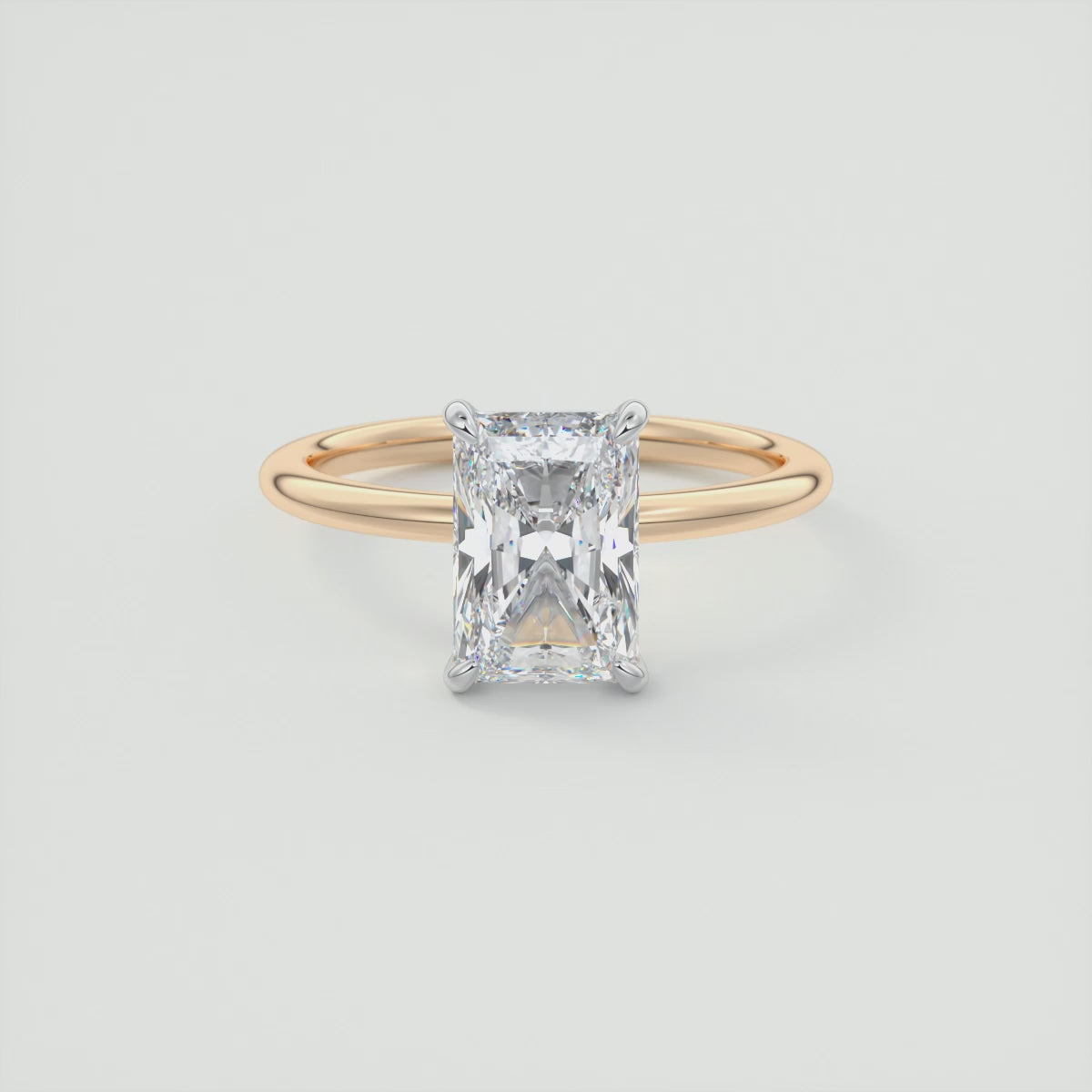 Luna Two-Tone Solitaire Ring – Lab Diamond or Moissanite