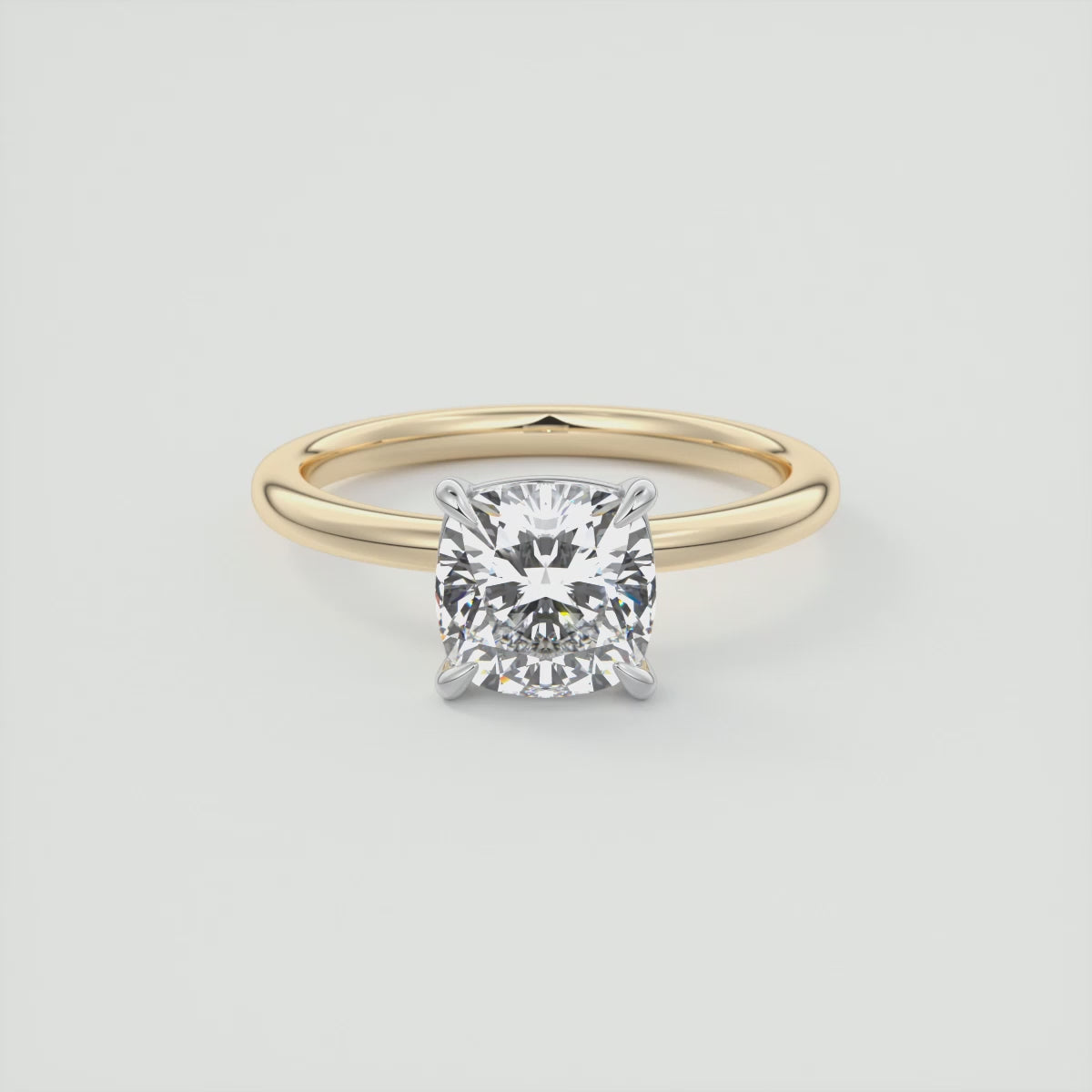 Luna Two-Tone Solitaire Ring – Lab Diamond or Moissanite