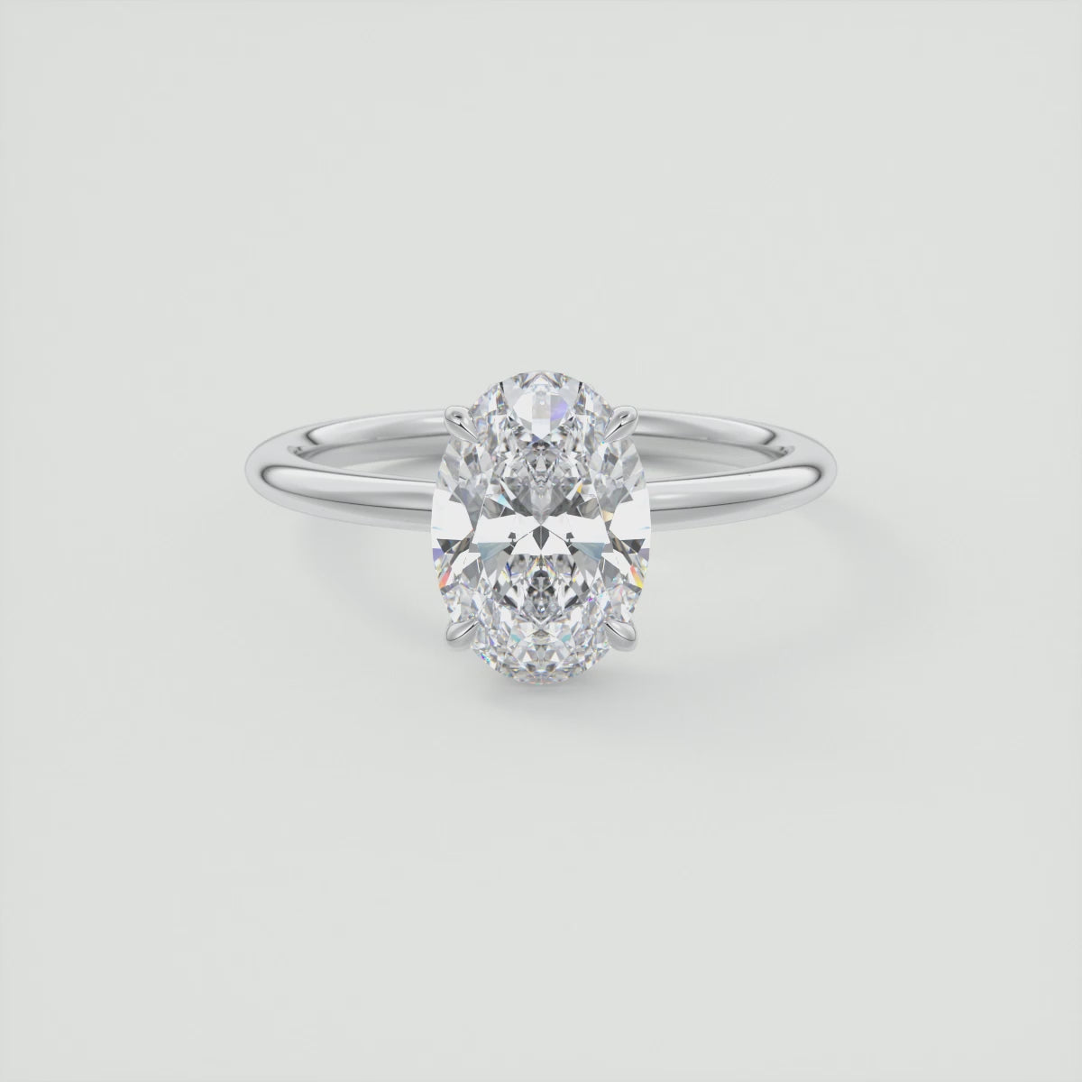 Aurora Oval Hidden Halo Ring – Lab Diamond or Moissanite