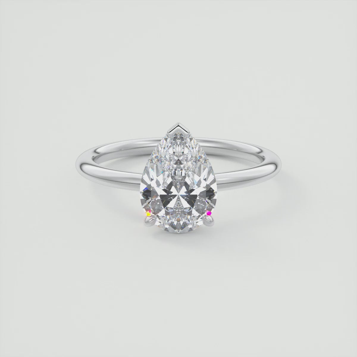 Aurora Pear Hidden Halo Ring – Lab Diamond or Moissanite