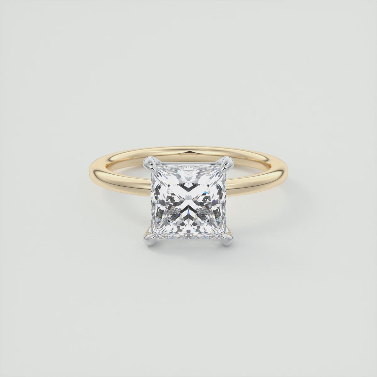Luna Two-Tone Solitaire Ring – Lab Diamond or Moissanite