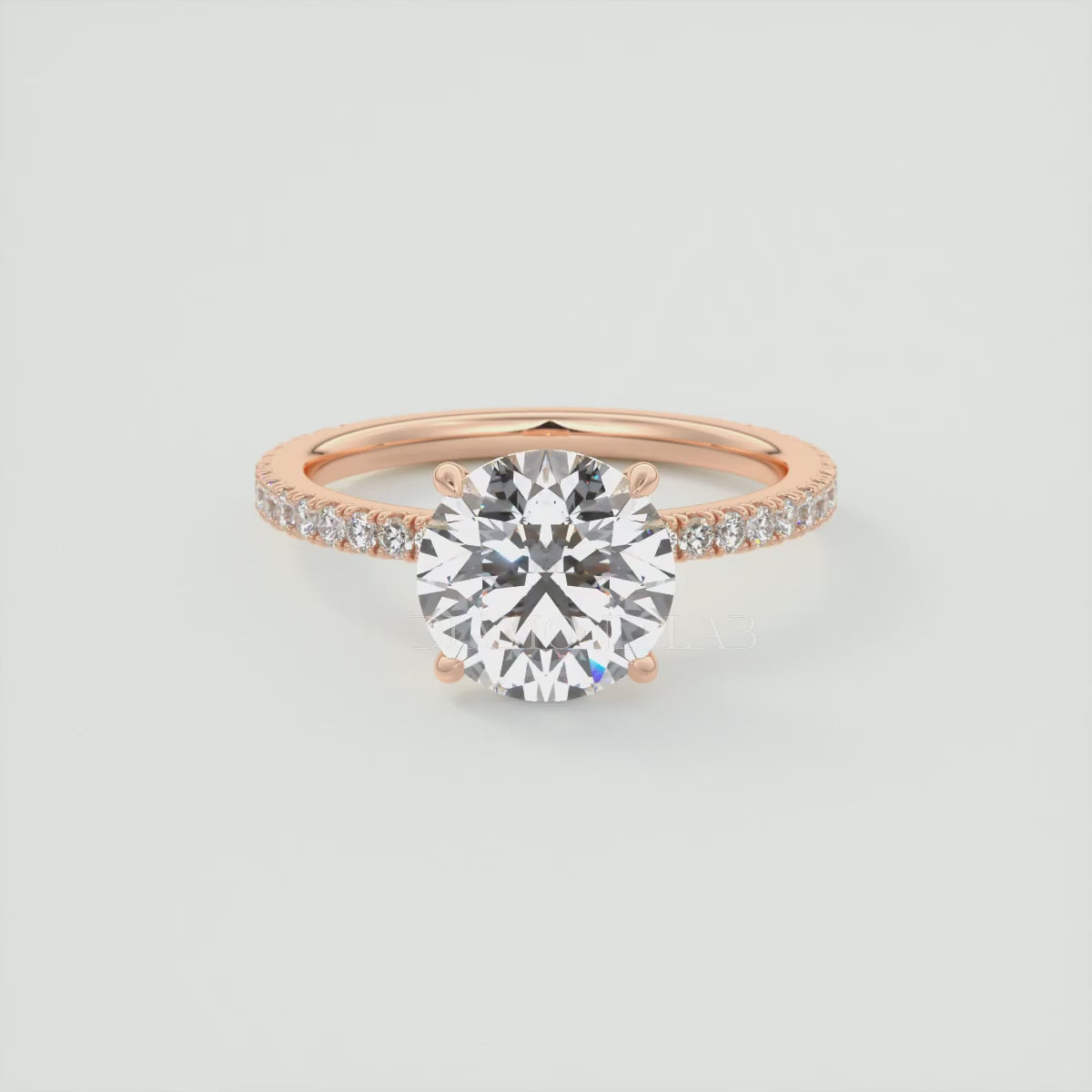 Isolde Pavé Round Brilliant Solitaire Ring