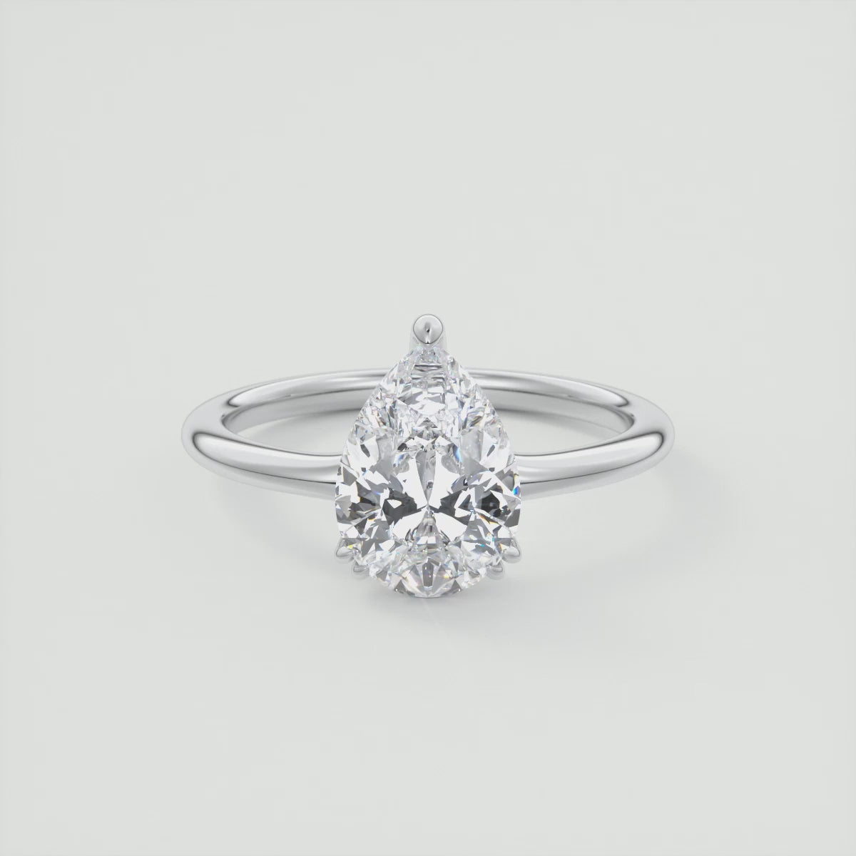 Aura Glide Pear Solitaire Ring – Lab Diamond or Moissanite
