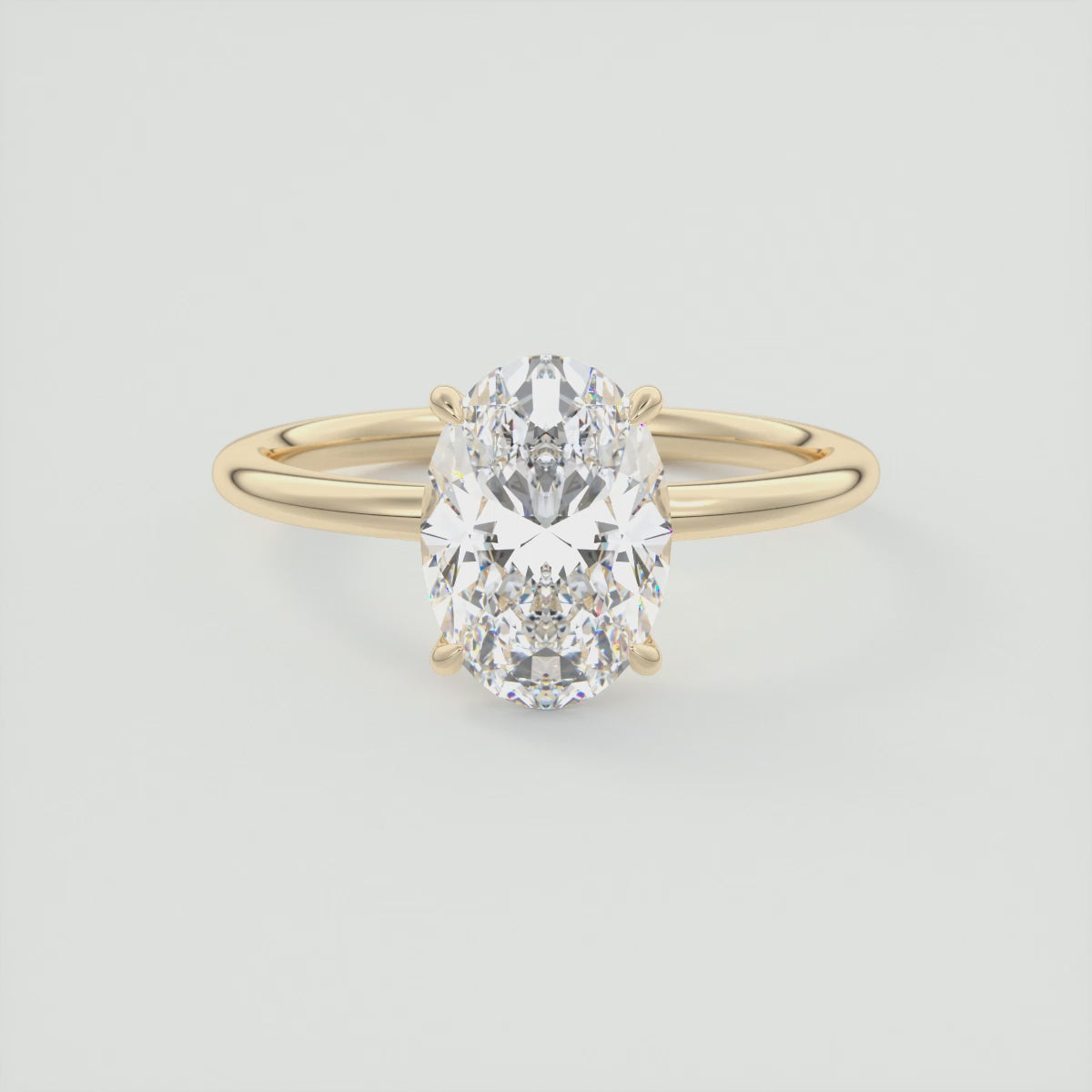 Aura Glide Oval Solitaire Ring – Lab Diamond or Moissanite