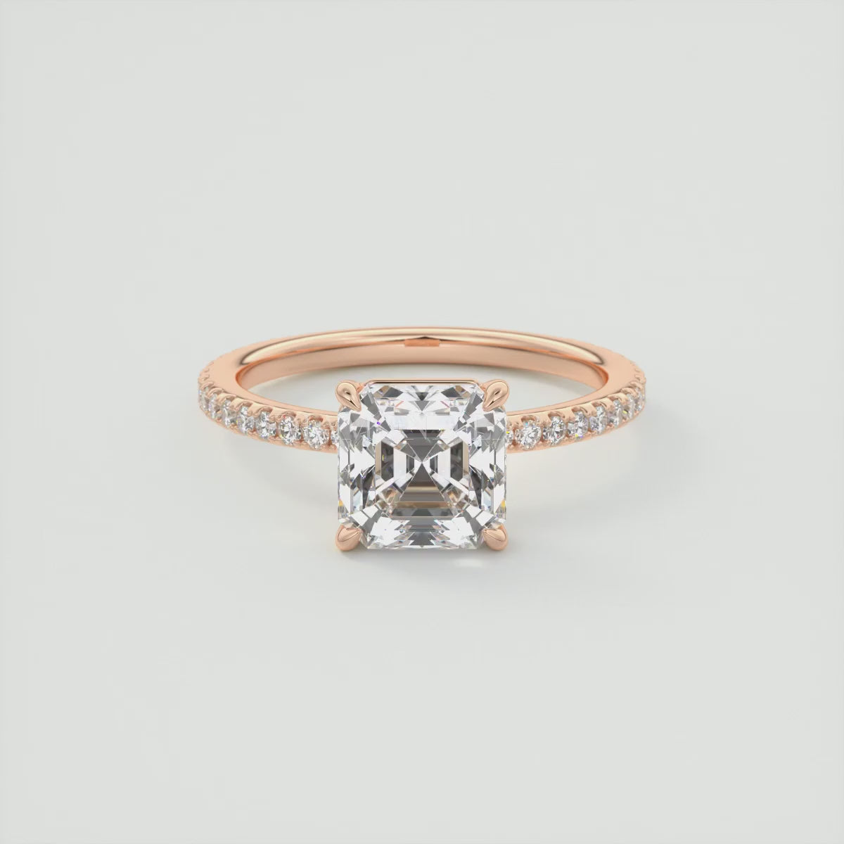 Isolde Asscher Pavé Solitaire Ring