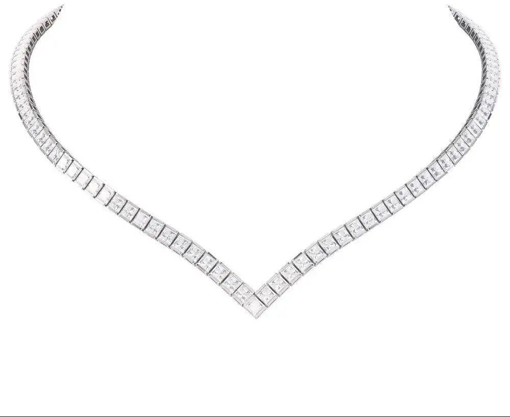 Diamond necklace on a white background